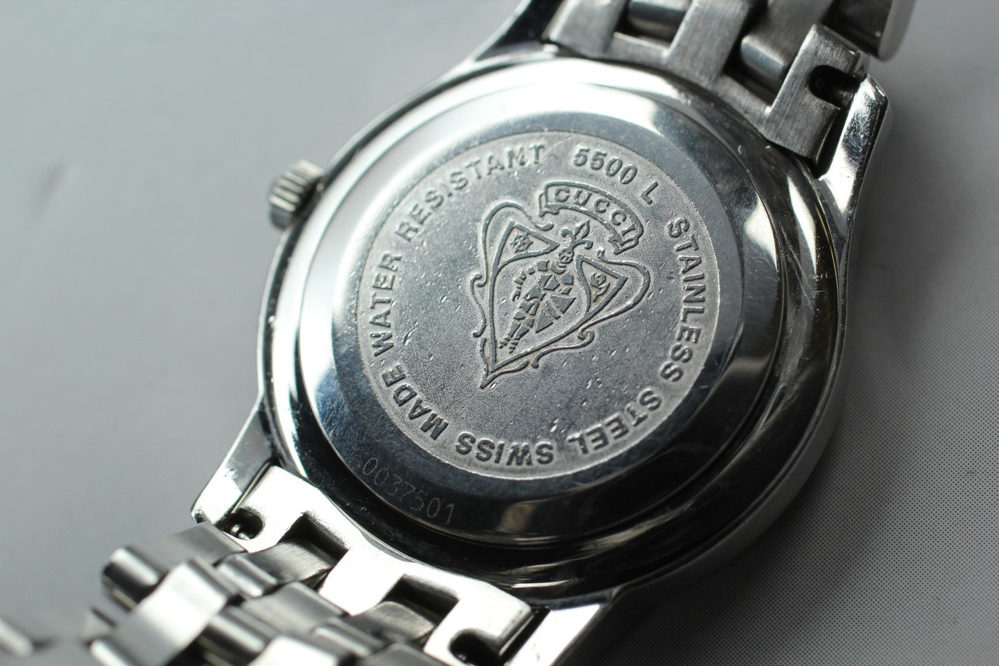 Exc+5 w/ Box* GUCCI 5500L Black Dial Quartz 27mm Ladies Watch JAPAN New Battery