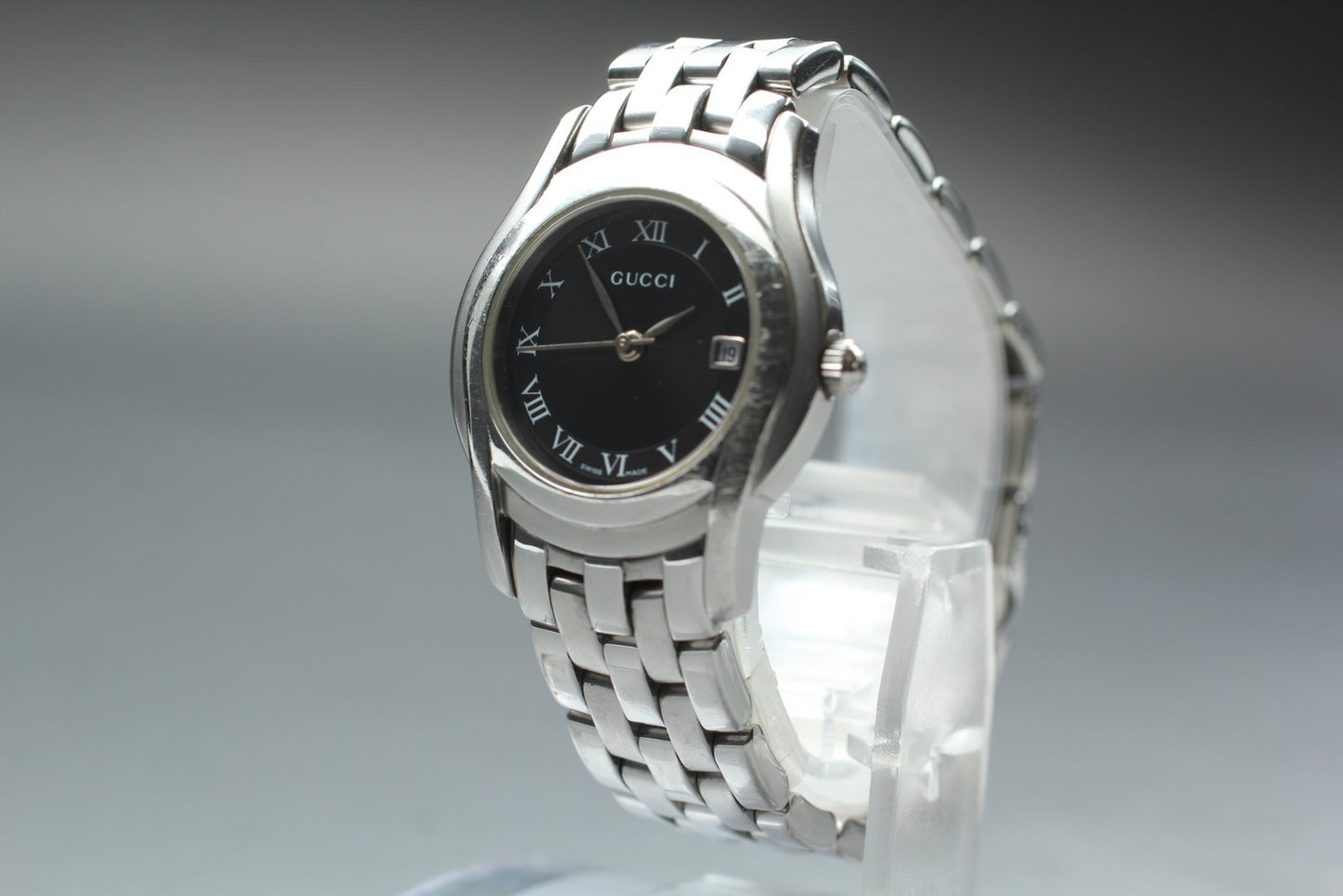 Exc+5 w/ Box* GUCCI 5500L Black Dial Quartz 27mm Ladies Watch JAPAN New Battery