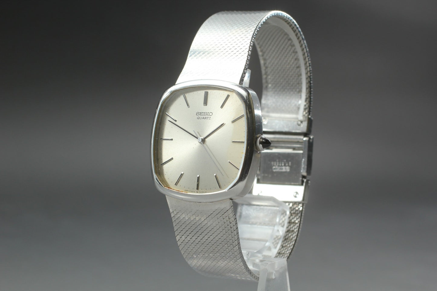 Vintage 1978 [Exc+5] SEIKO Acier 5584-5000 Silver Square Quartz 32mm Mens Watch