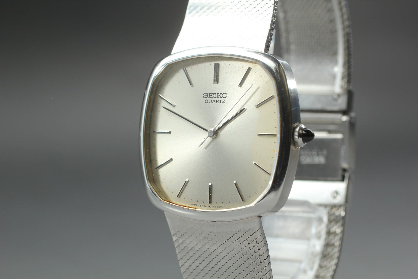 Vintage 1978 [Exc+5] SEIKO Acier 5584-5000 Silver Square Quartz 32mm Mens Watch