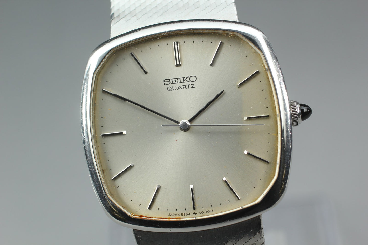 Vintage 1978 [Exc+5] SEIKO Acier 5584-5000 Silver Square Quartz 32mm Mens Watch