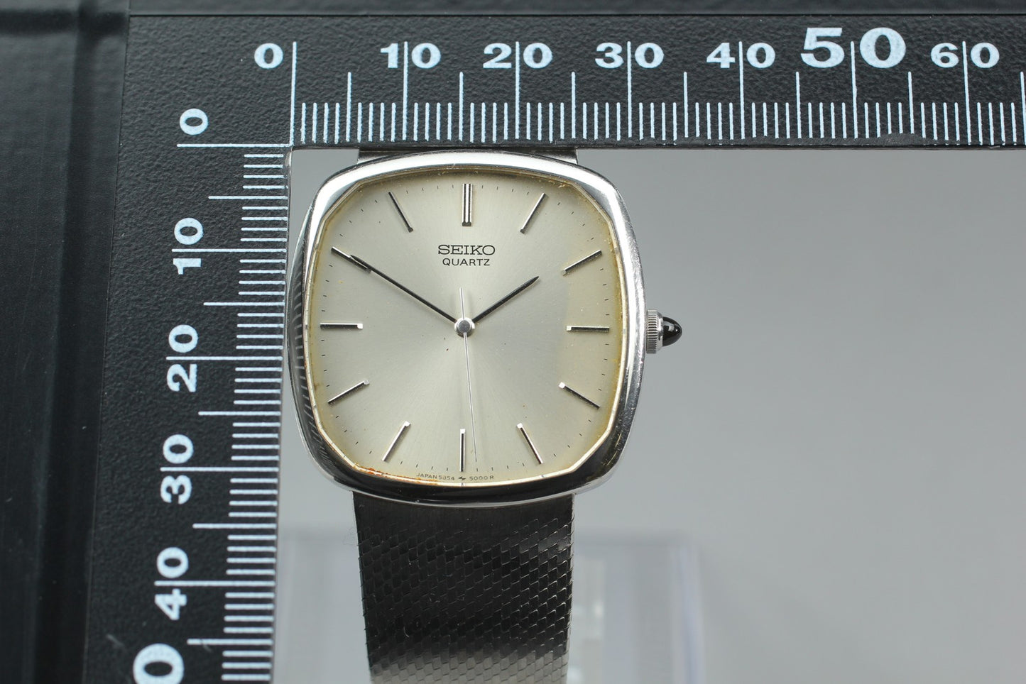 Vintage 1978 [Exc+5] SEIKO Acier 5584-5000 Silver Square Quartz 32mm Mens Watch