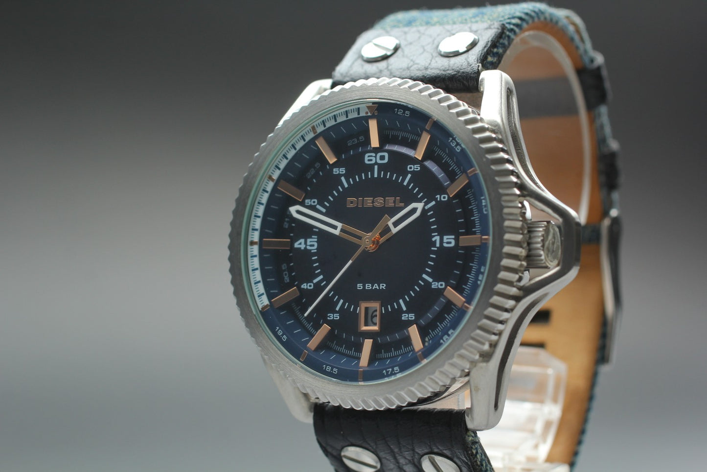 Near MINT Diesel DZ-1727 Date Blue Dial 46mm Quartz Men's Watch From JAPAN