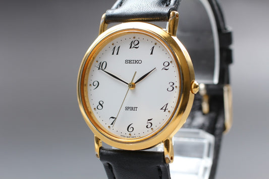 Vintage 1998 [Near MINT] Seiko Spirit 5E21-6C00 White Qz 33mm Men's Watch JAPAN