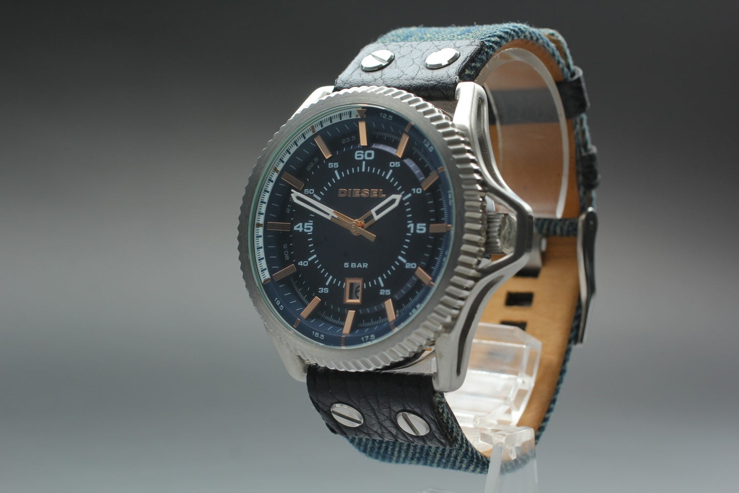 Near MINT Diesel DZ-1727 Date Blue Dial 46mm Quartz Men's Watch From JAPAN