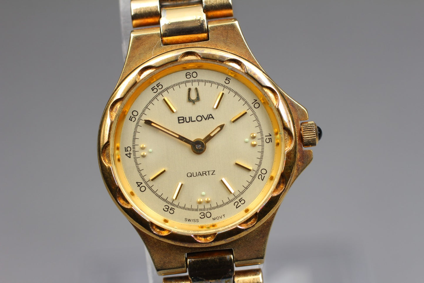 Exc+5 / New Batt* Vintage Bulova 9063-5020 Gold 25mm Quartz Ladies Watch JAPAN