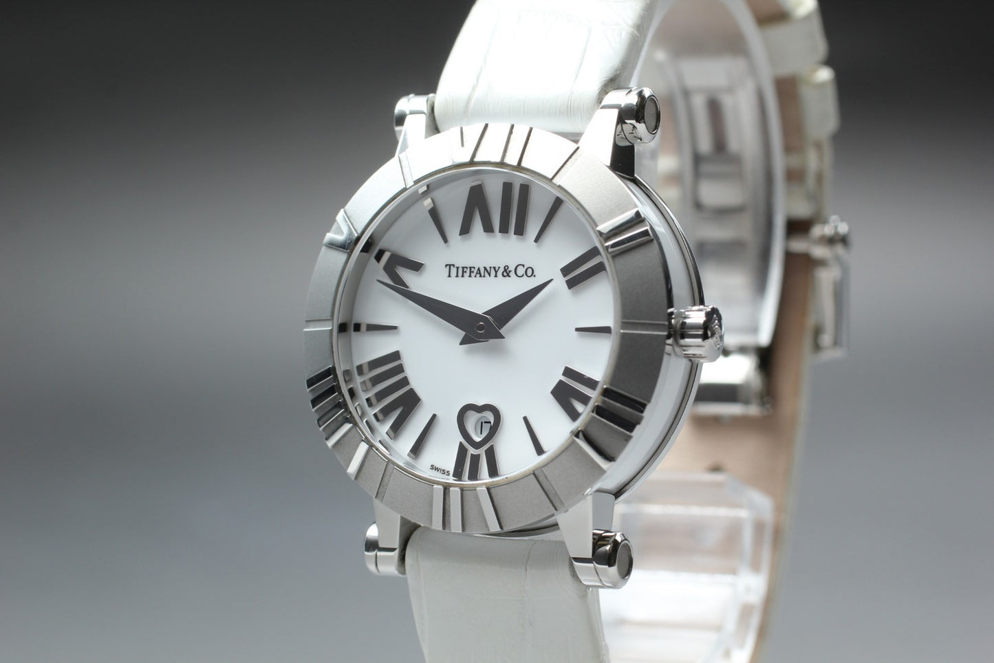 N MINT Card* TIFFANY&Co. Atlas Dome Z1300 White Quartz 30mm Ladies Watch JAPAN