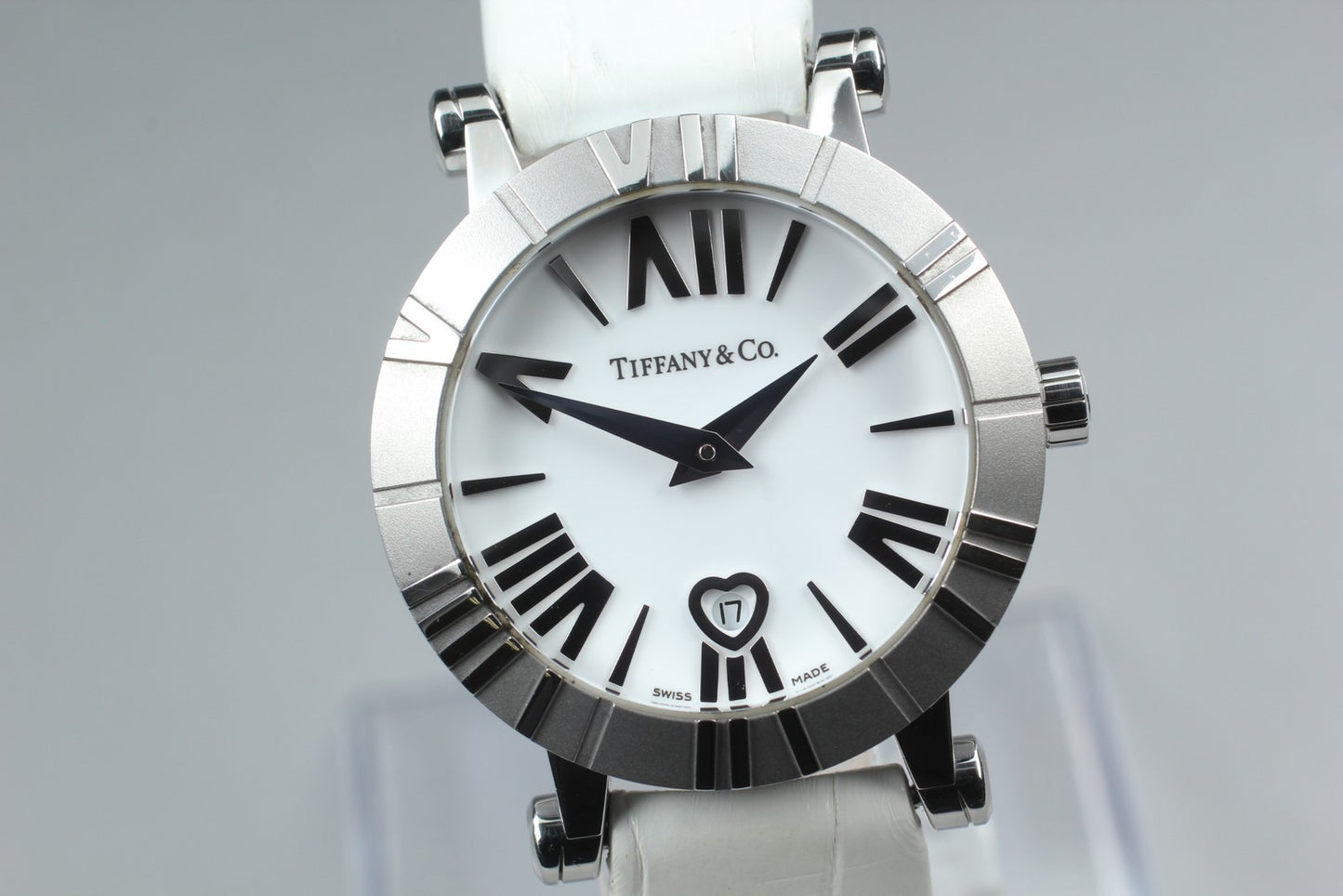 N MINT Card* TIFFANY&Co. Atlas Dome Z1300 White Quartz 30mm Ladies Watch JAPAN