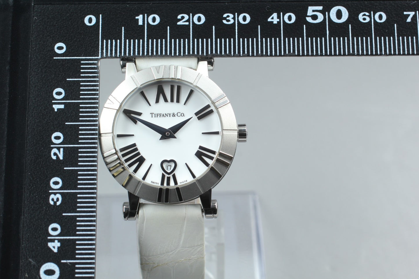 N MINT Card* TIFFANY&Co. Atlas Dome Z1300 White Quartz 30mm Ladies Watch JAPAN