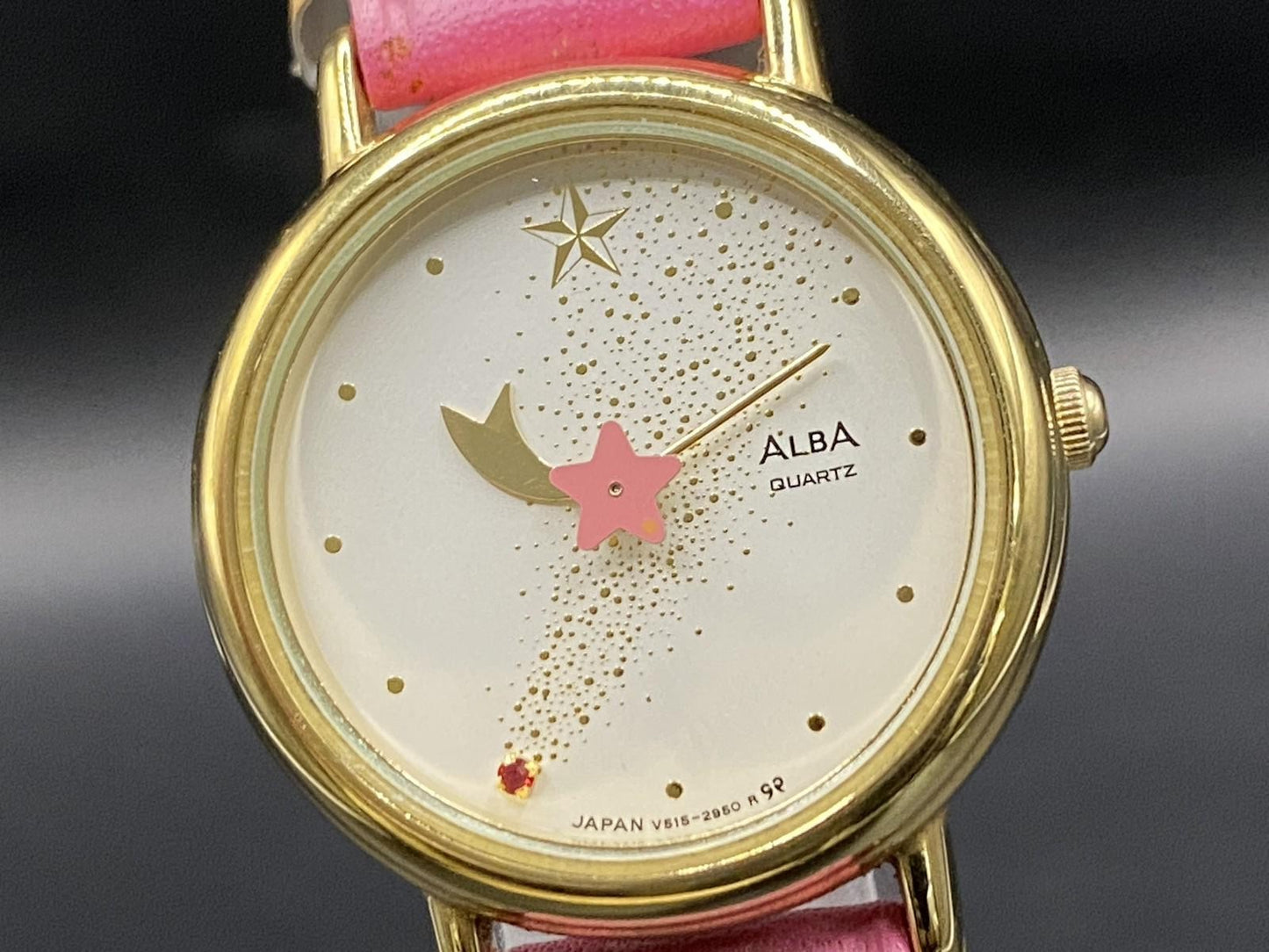 NOS w/ Tag* SEIKO Alba V515-6420 Star Dial Pink Quartz Ladies Watch From JAPAN