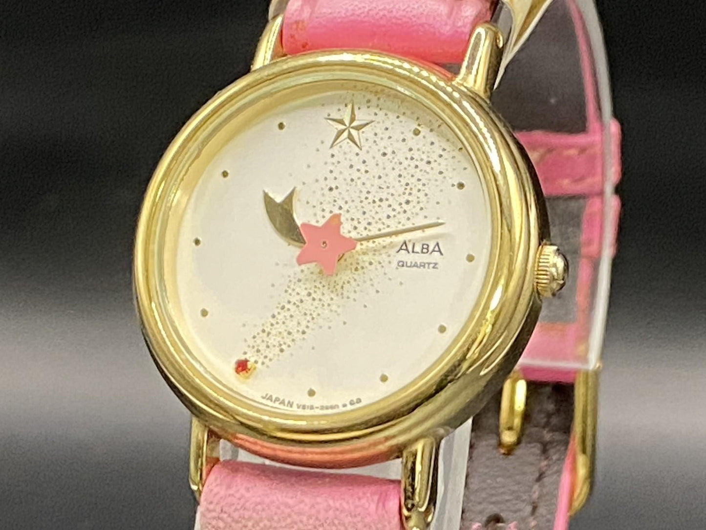 NOS w/ Tag* SEIKO Alba V515-6420 Star Dial Pink Quartz Ladies Watch From JAPAN