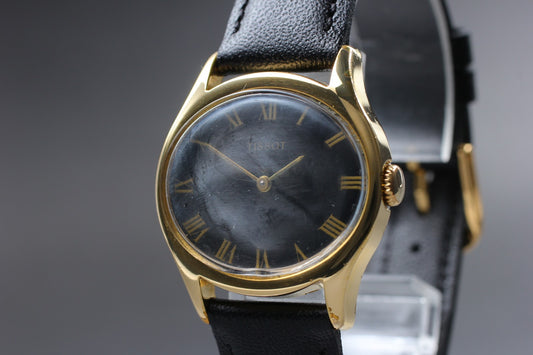 Exc+5 Vintge Che Tissot & Fils Black Roman Dial 17J Manual Wind 30mm Watch JAPAN