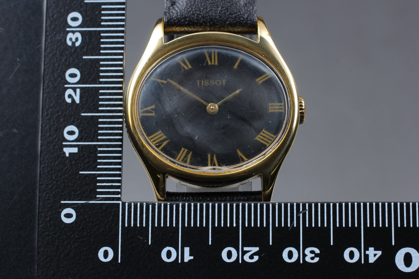 Exc+5 Vintge Che Tissot & Fils Black Roman Dial 17J Manual Wind 30mm Watch JAPAN