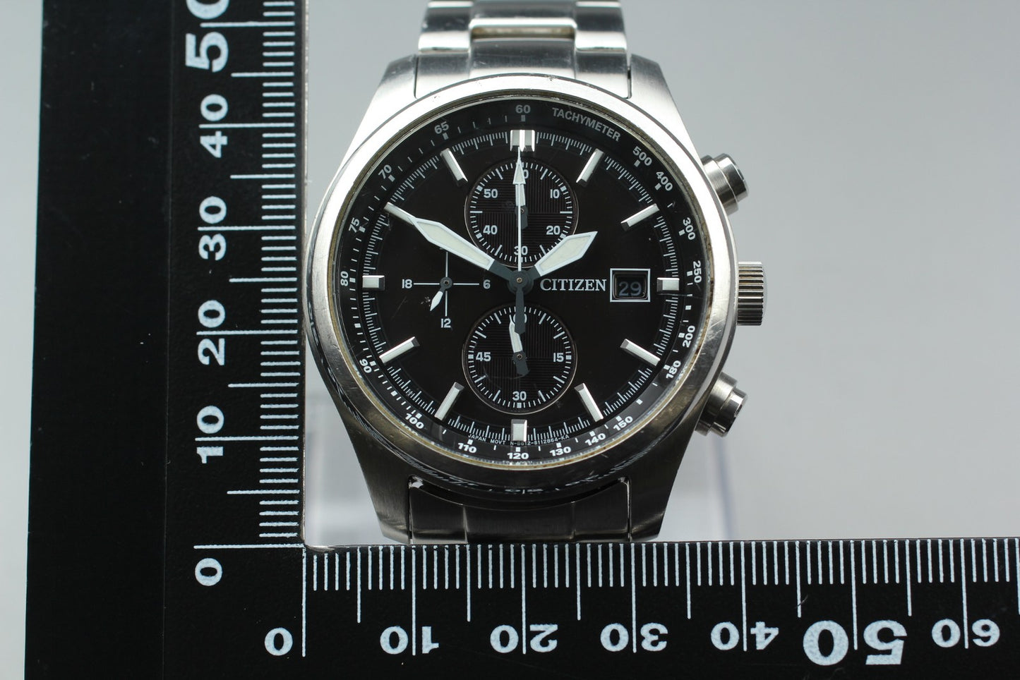 Exc+5 Citizen Eco-Drive Chronograph B612-S077460 Black 40mm Men's Watch JAPAN