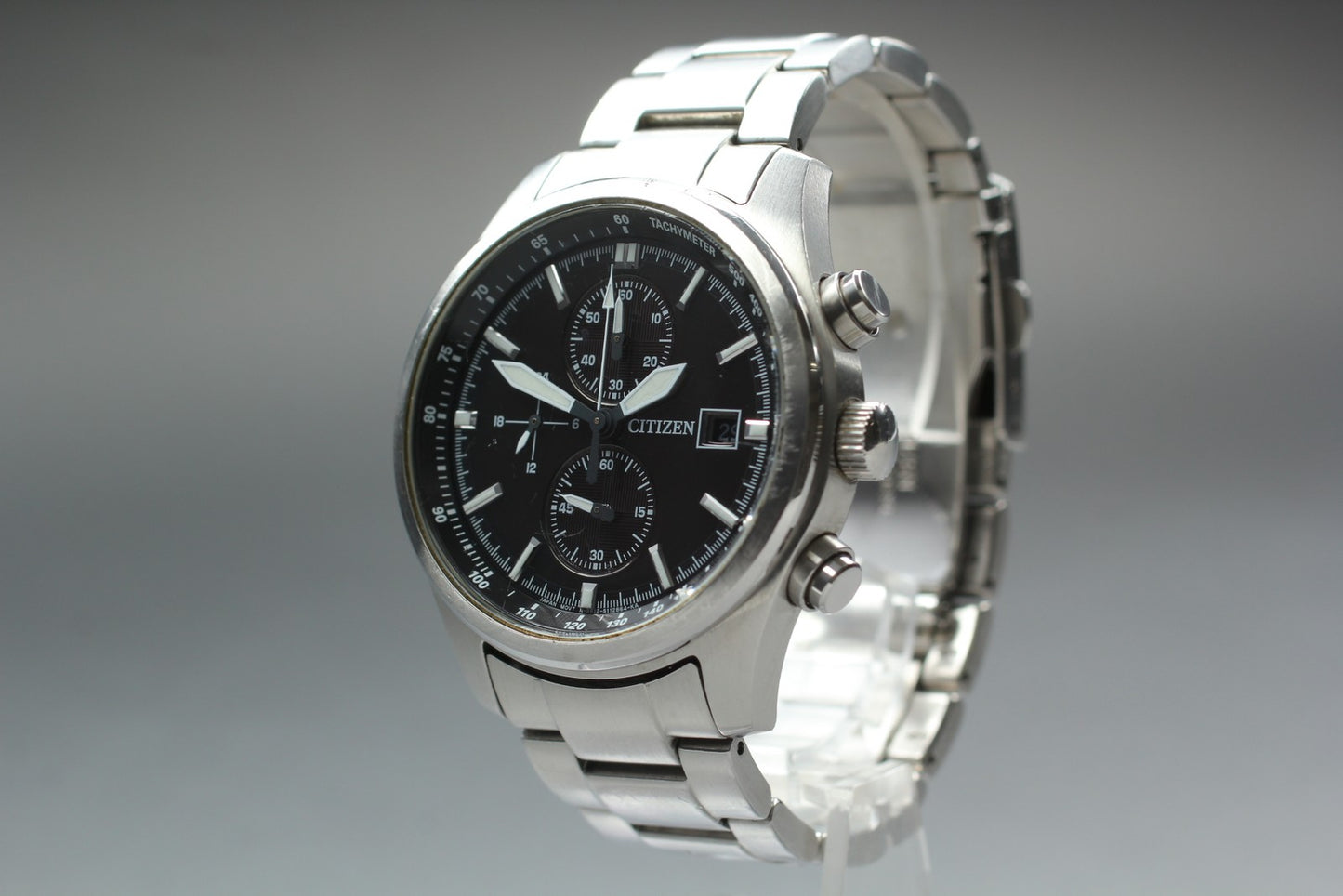 Exc+5 Citizen Eco-Drive Chronograph B612-S077460 Black 40mm Men's Watch JAPAN