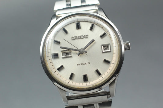 Exc+5 Orient 904531S Day Date Kanji 37mm 19J Manual Winding Men's Watch JAPAN