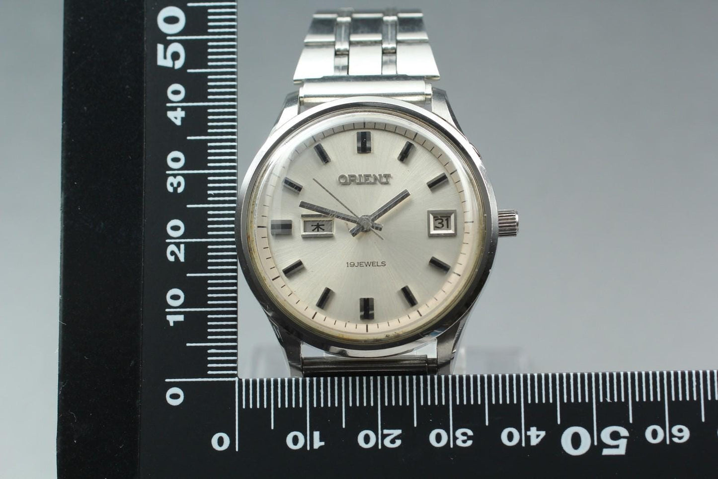 Exc+5 Orient 904531S Day Date Kanji 37mm 19J Manual Winding Men's Watch JAPAN