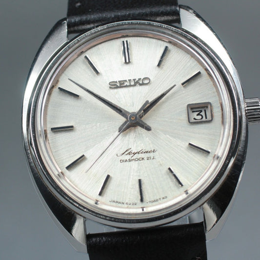 Near MINT SEIKO Skyliner 6222-7060 Silver Manual 35mm Men's Watch