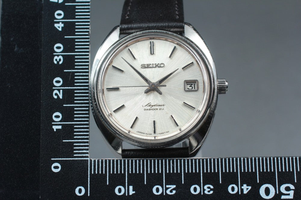 Near MINT SEIKO Skyliner 6222-7060 Silver Manual 35mm Men's Watch