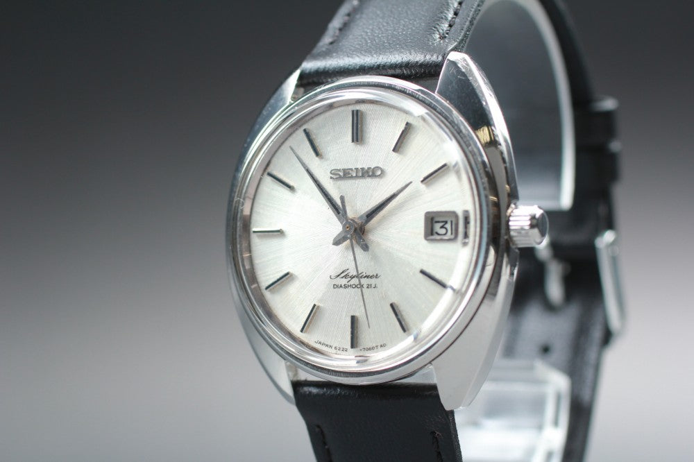 Near MINT SEIKO Skyliner 6222-7060 Silver Manual 35mm Men's Watch