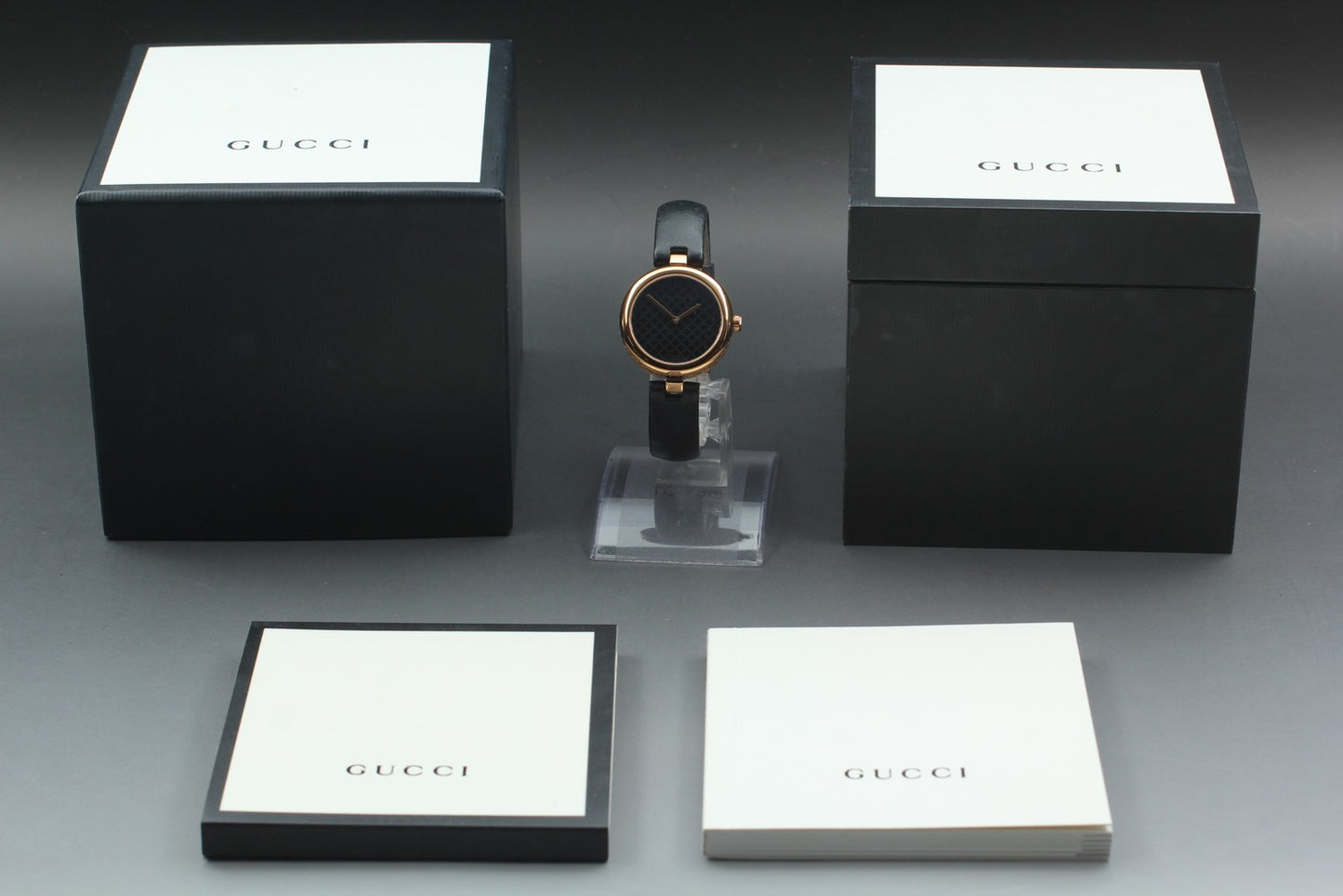 MINT / Full Set GUCCI YA141401 Diamantissima 32mm Quartz Pink Gold Watch JAPAN