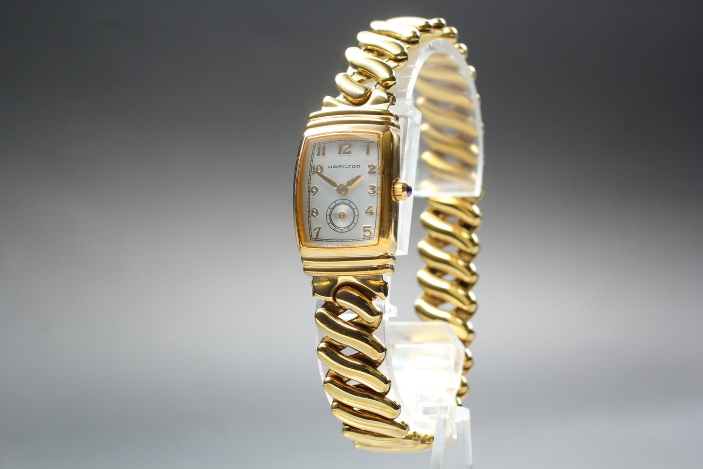 Exc+5 Hamilton Benton 6248 Gold Small Seconds Bellows Belt Quartz Ladies Watch