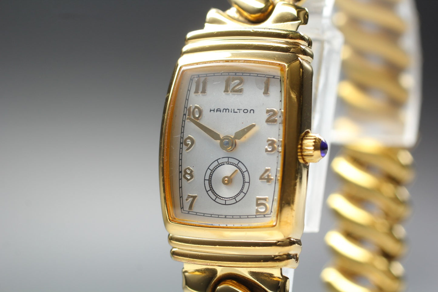 Exc+5 Hamilton Benton 6248 Gold Small Seconds Bellows Belt Quartz Ladies Watch
