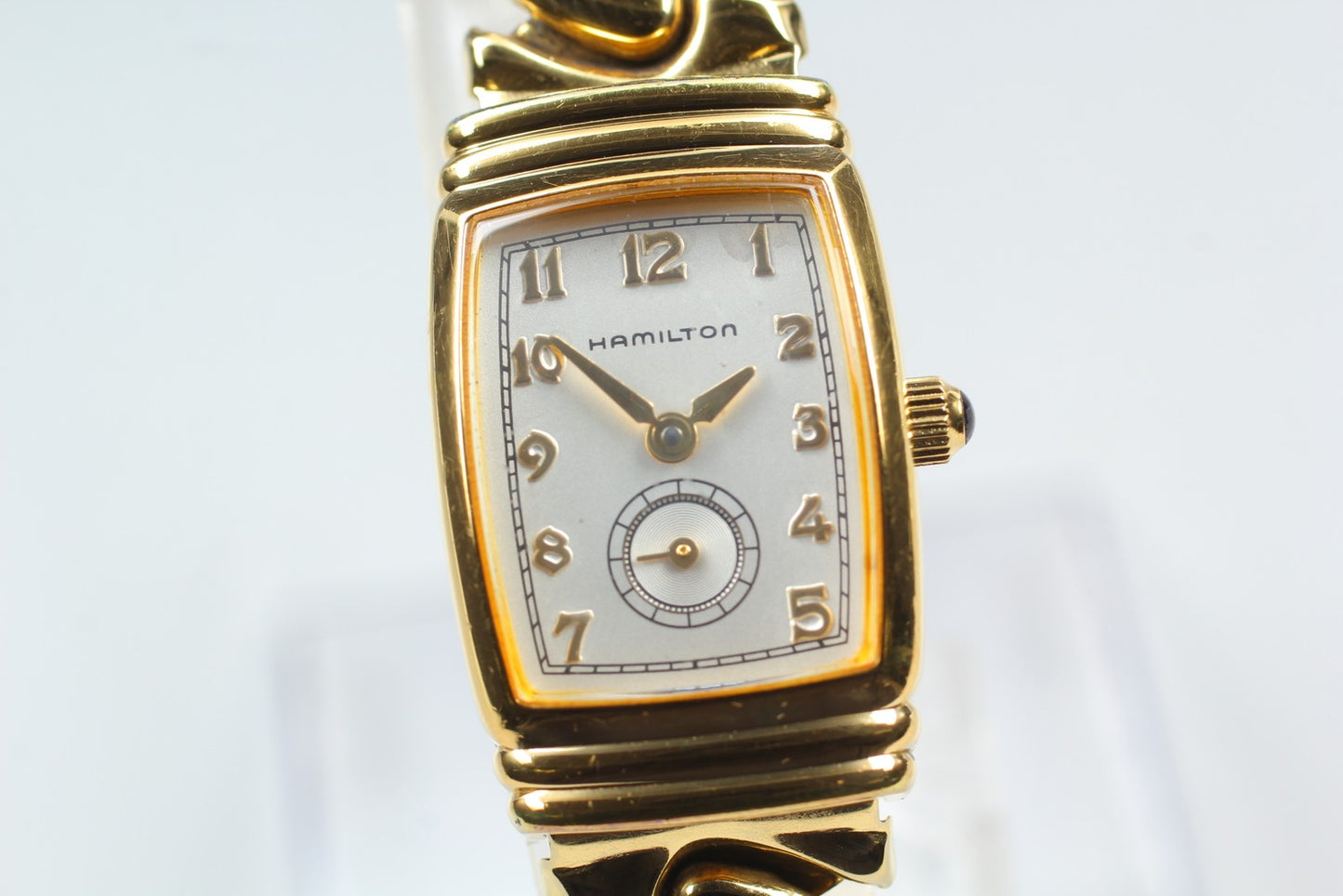 Exc+5 Hamilton Benton 6248 Gold Small Seconds Bellows Belt Quartz Ladies Watch