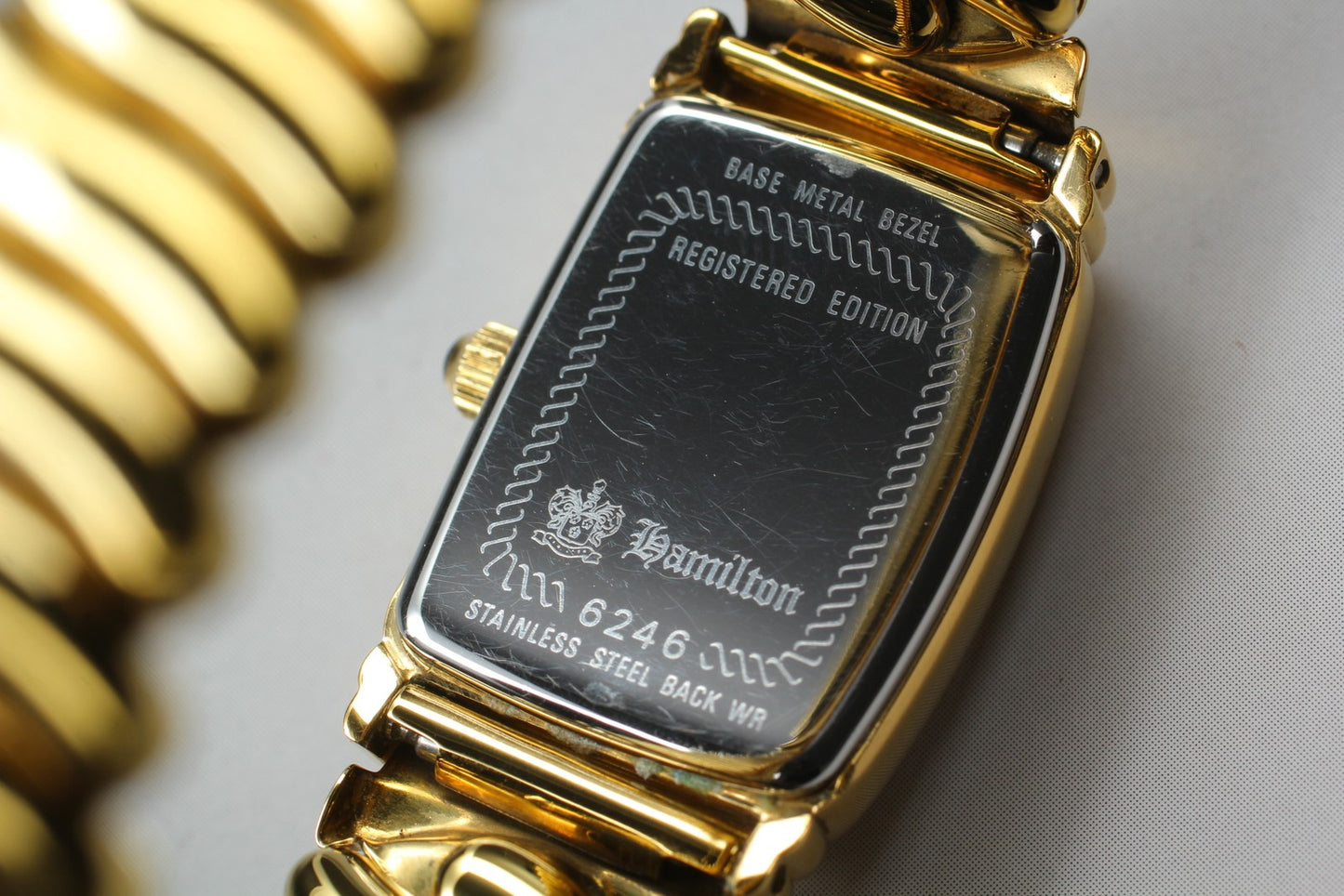 Exc+5 Hamilton Benton 6248 Gold Small Seconds Bellows Belt Quartz Ladies Watch