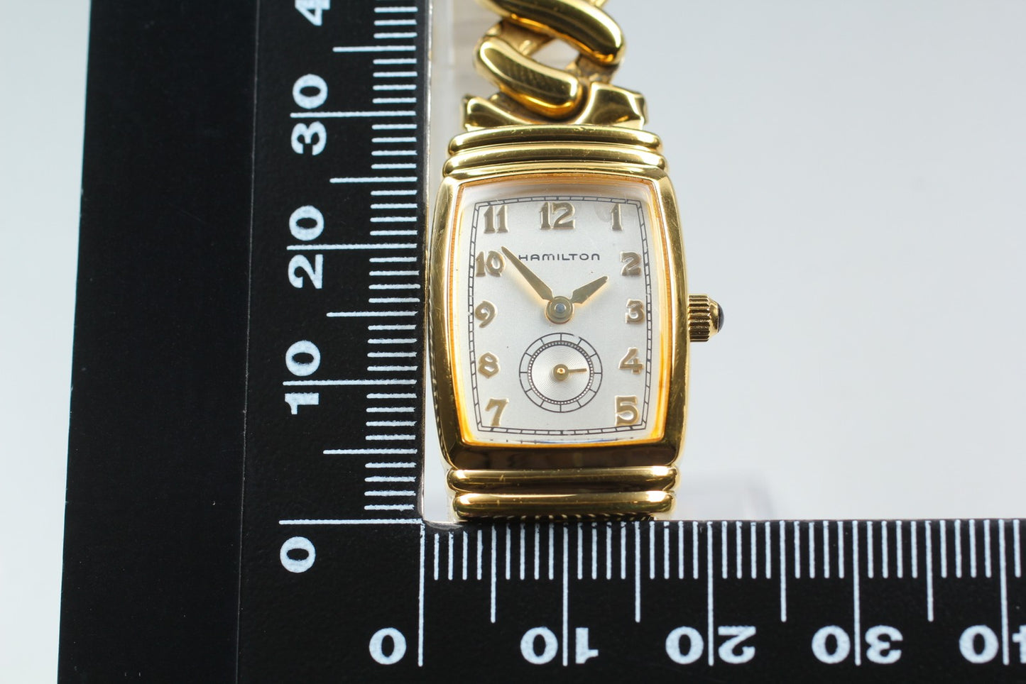 Exc+5 Hamilton Benton 6248 Gold Small Seconds Bellows Belt Quartz Ladies Watch