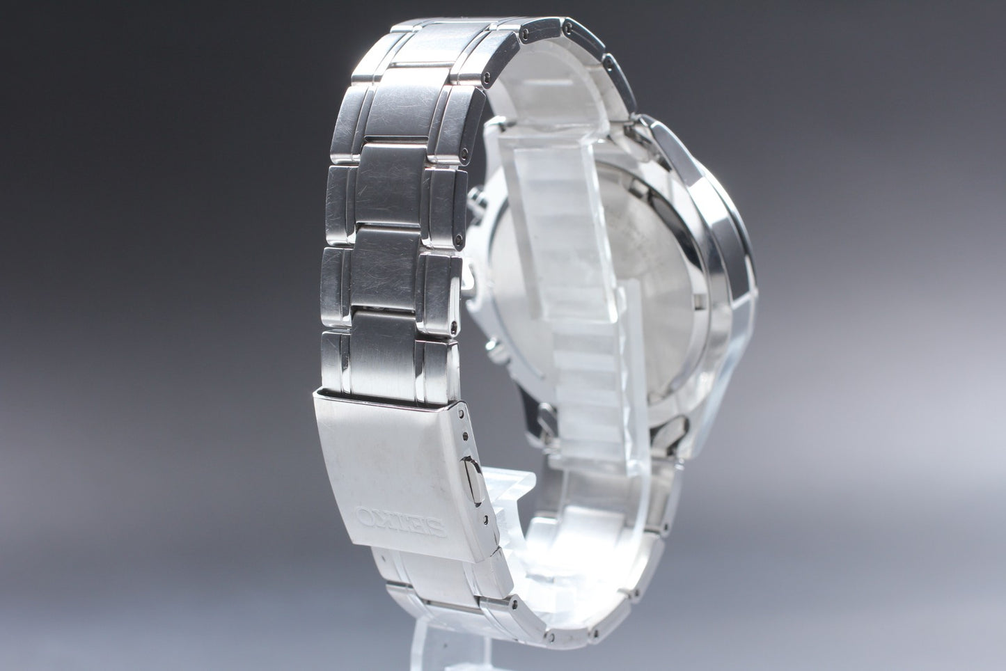 Exc+5 Seiko Chronograph 7T92-0KE0 100m Black Dial Quartz 44mm Men's Watch JAPAN