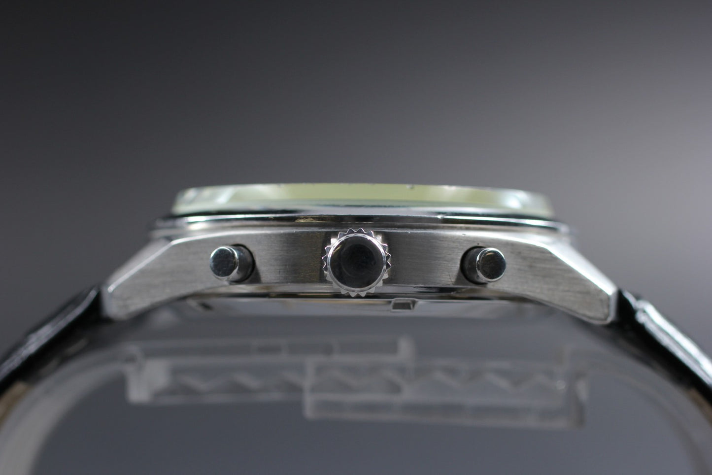 Exc+5 ORIENT Chronograph TT0U-C0-B Black Silver Dial Quartz 43mm Men's Watch