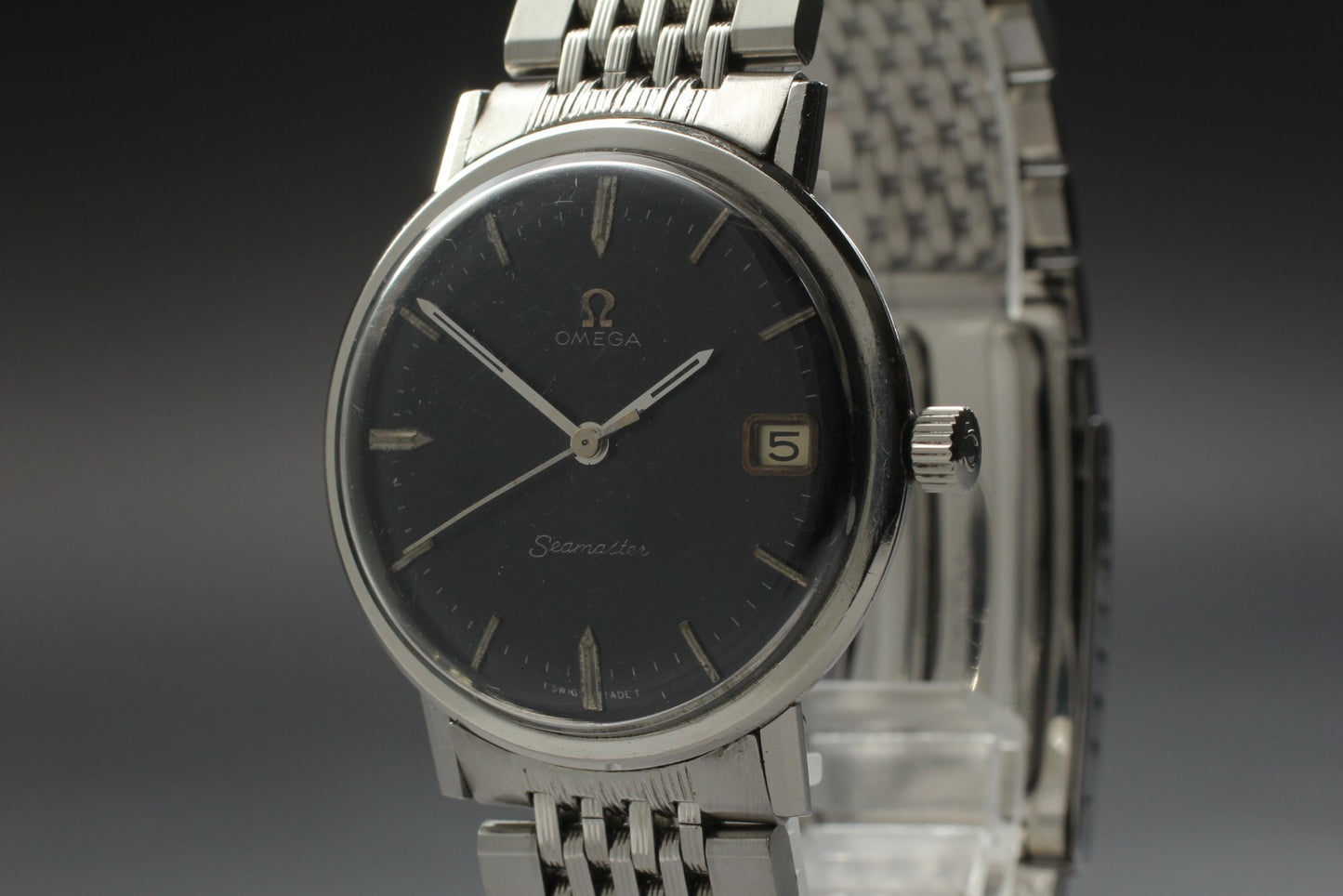 OH 1964 Near MINT OMEGA Seamaster 132.015 Cal.610 Black Manual 34mm Men's Watch