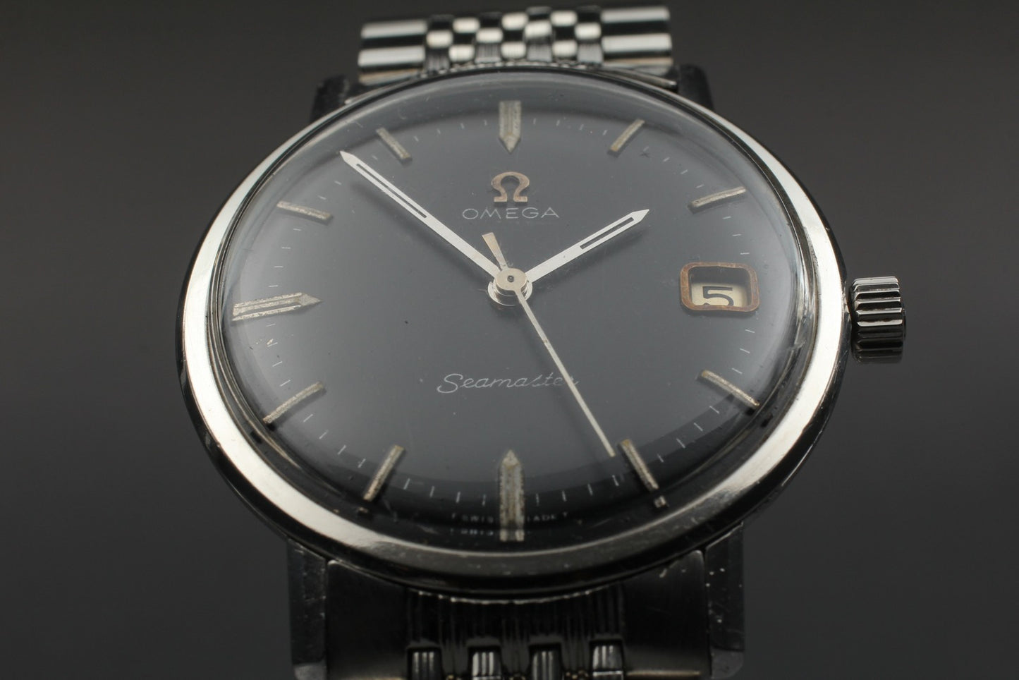 OH 1964 Near MINT OMEGA Seamaster 132.015 Cal.610 Black Manual 34mm Men's Watch