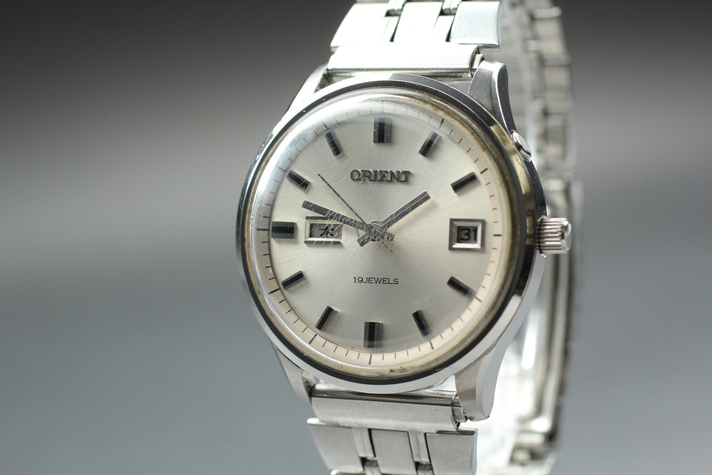 Exc+5 Orient 904531S Day Date Kanji 37mm 19J Manual Winding Men's Watch JAPAN