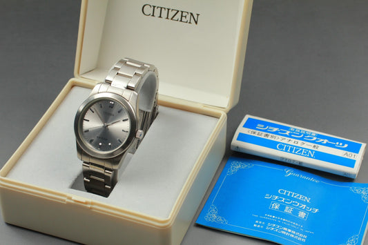 Exc+5 w/ Box Paper Citizen 1032-S75560 Silver 36mm Quartz Men's Watch From JAPAN