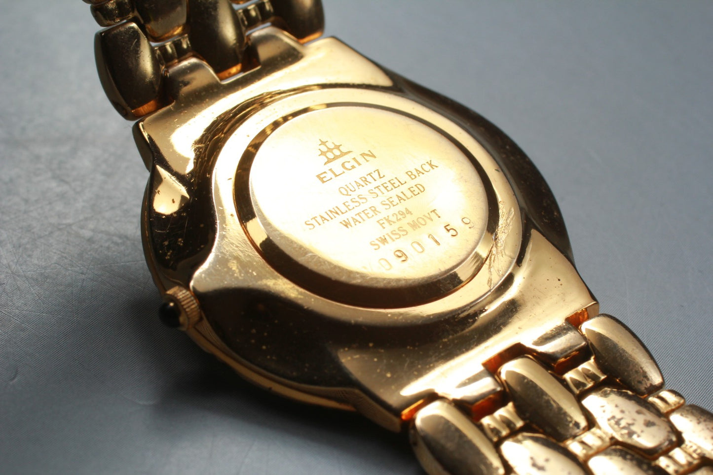 Exc+5 ELGIN FK294 Gold 12P Diamond Bracelet Quartz 31mm Men's Watch Swiss Made