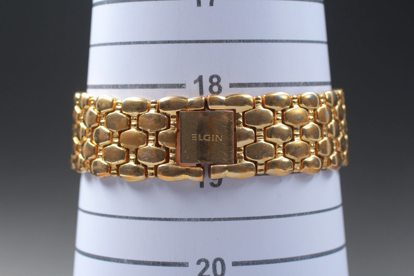 Exc+5 ELGIN FK294 Gold 12P Diamond Bracelet Quartz 31mm Men's Watch Swiss Made