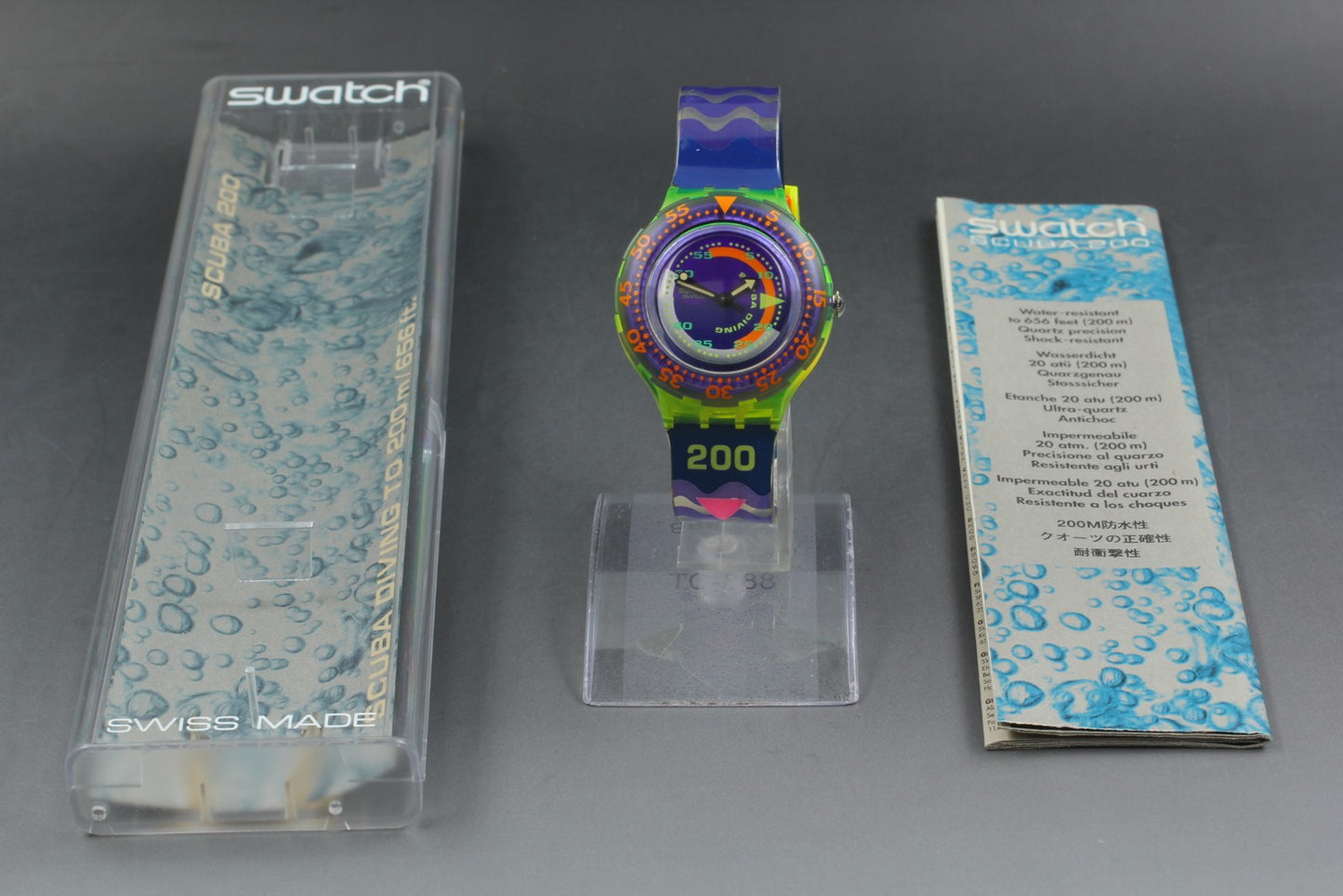 Exc+5 Full Set Swatch 1992 Scuba 200m Coming Tide SDJ100 Quartz 38mm Men's Watch
