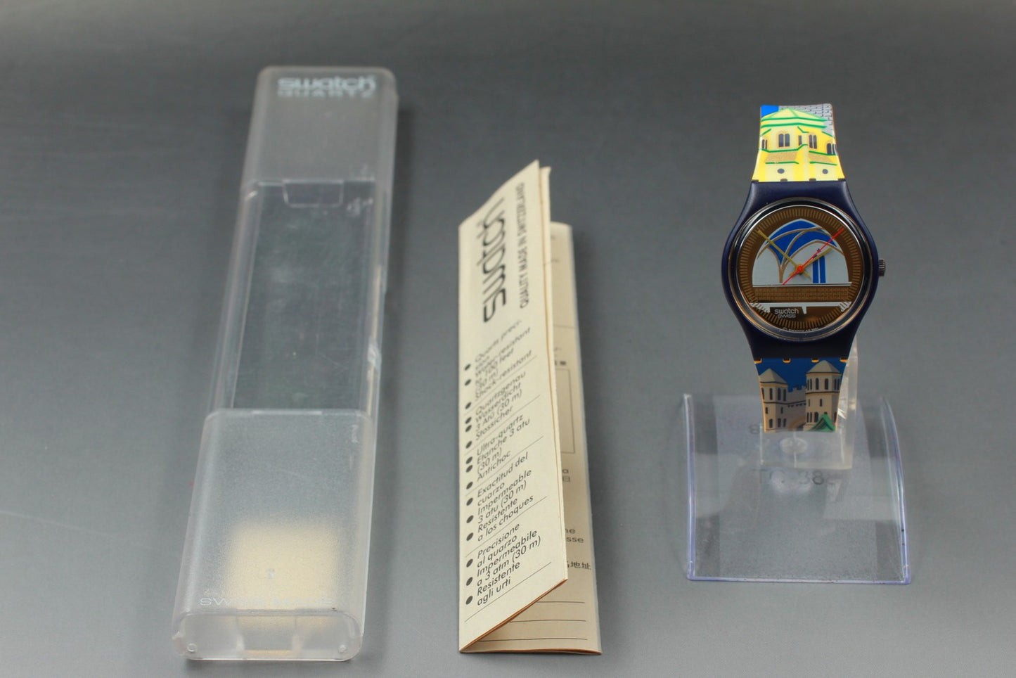 Exc+5 Full Set 1992 Swatch Backstage GN120 Quartz 33mm Men's Watch Box Paper