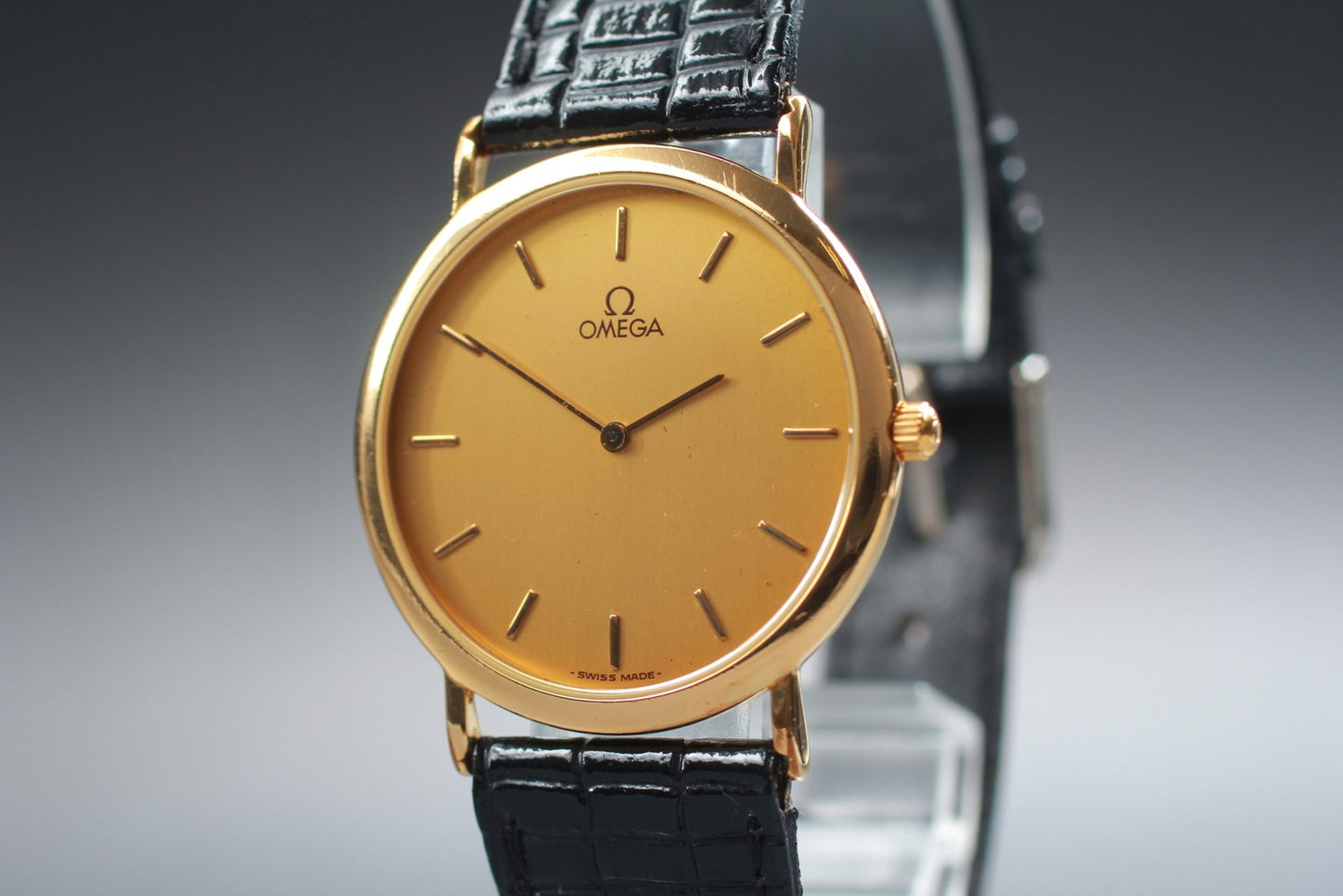 1989 [Near MINT] OMEGA De Ville 195.0075.2 Cal.1378 Gold Quartz 32mm Men's Watch
