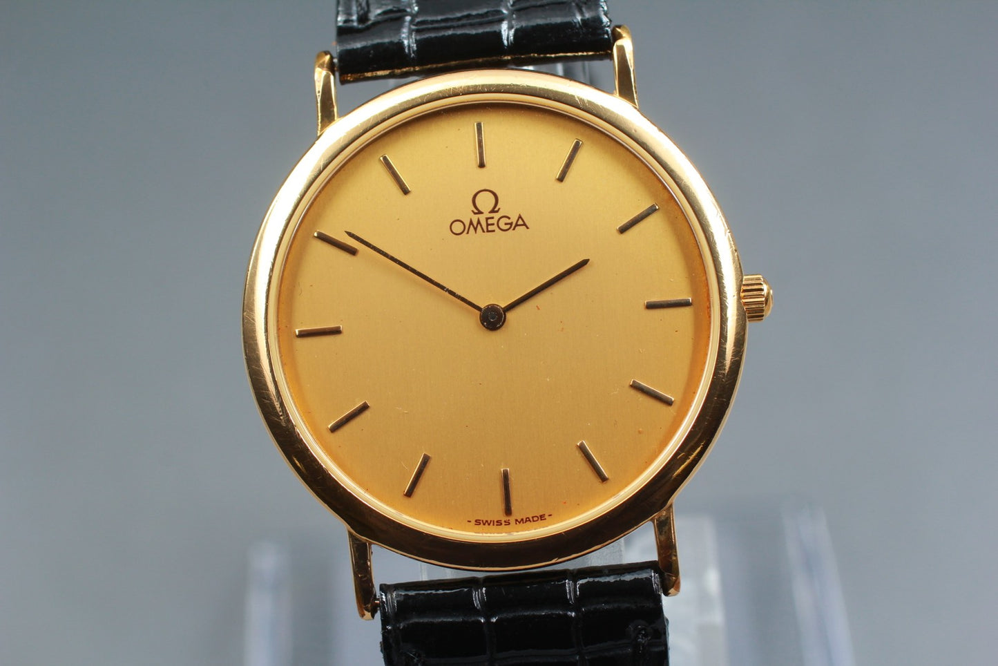 1989 [Near MINT] OMEGA De Ville 195.0075.2 Cal.1378 Gold Quartz 32mm Men's Watch