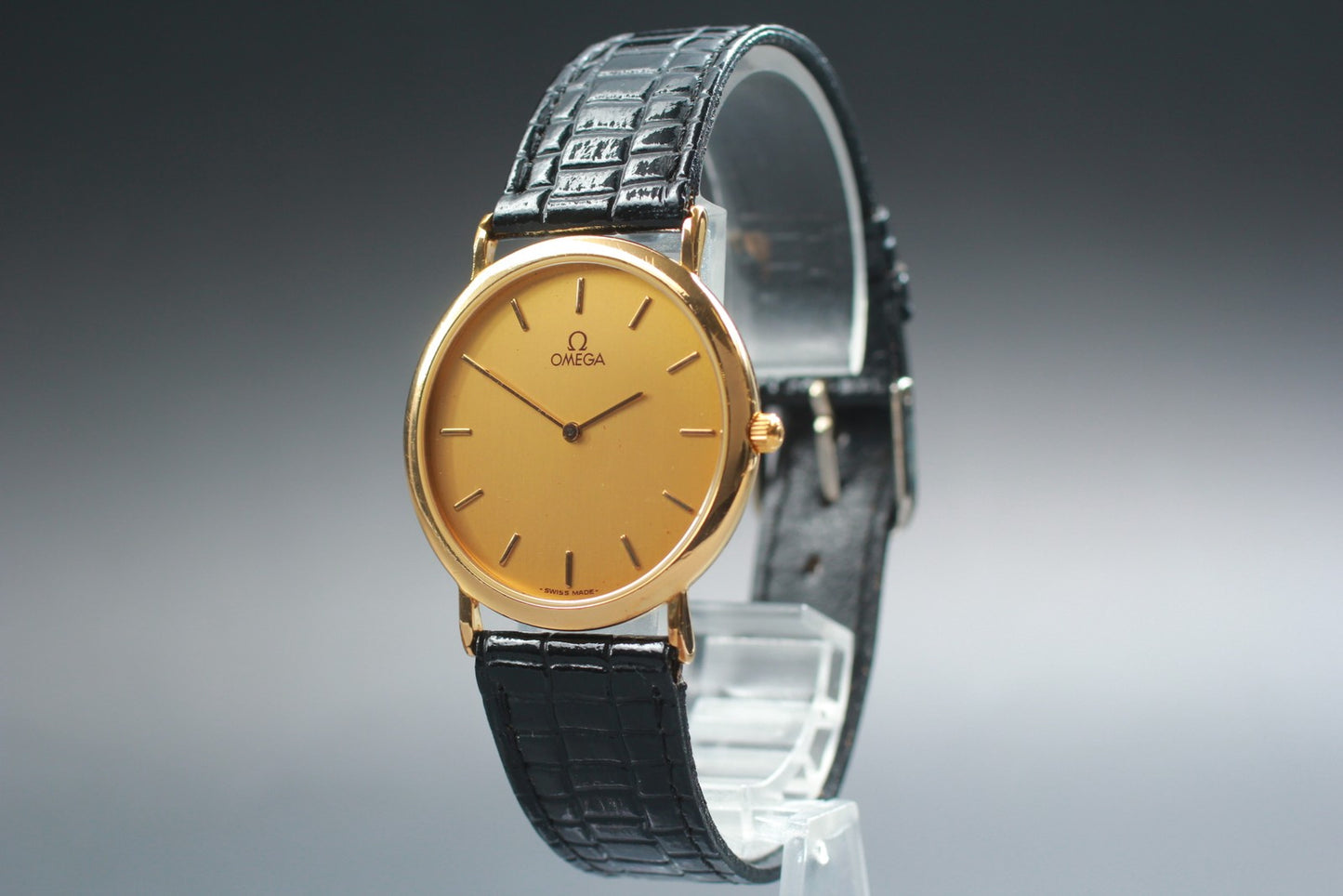 1989 [Near MINT] OMEGA De Ville 195.0075.2 Cal.1378 Gold Quartz 32mm Men's Watch
