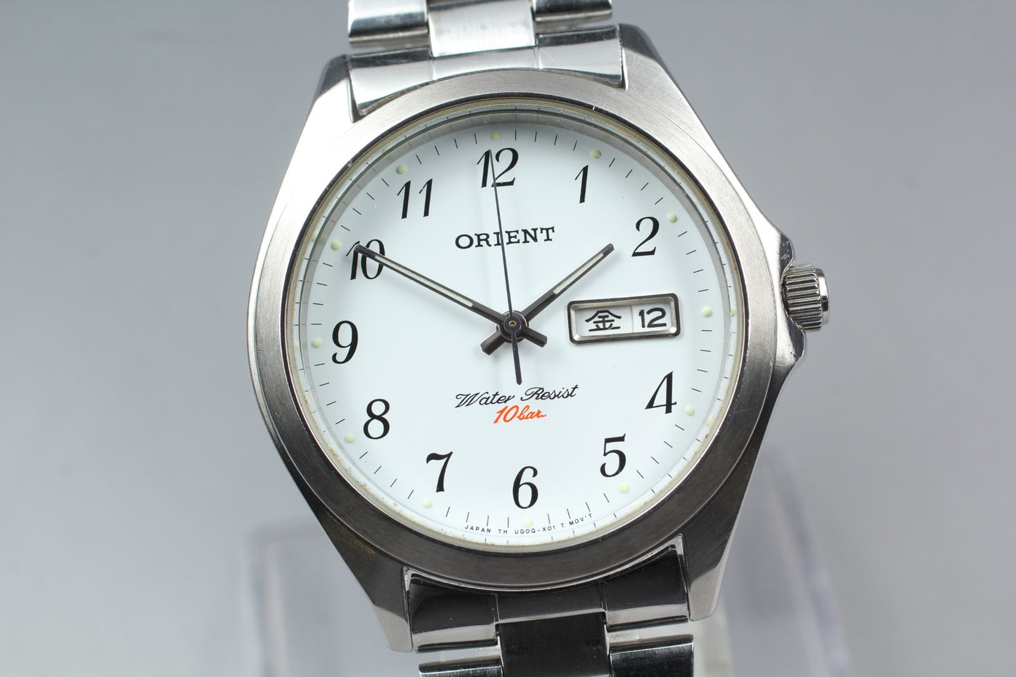 New Battery Exc+5 Orient UGOQ-CO Kanji Day Date 100m Quartz 36mm Men's Watch