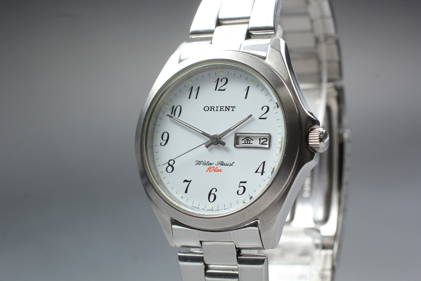 New Battery Exc+5 Orient UGOQ-CO Kanji Day Date 100m Quartz 36mm Men's Watch
