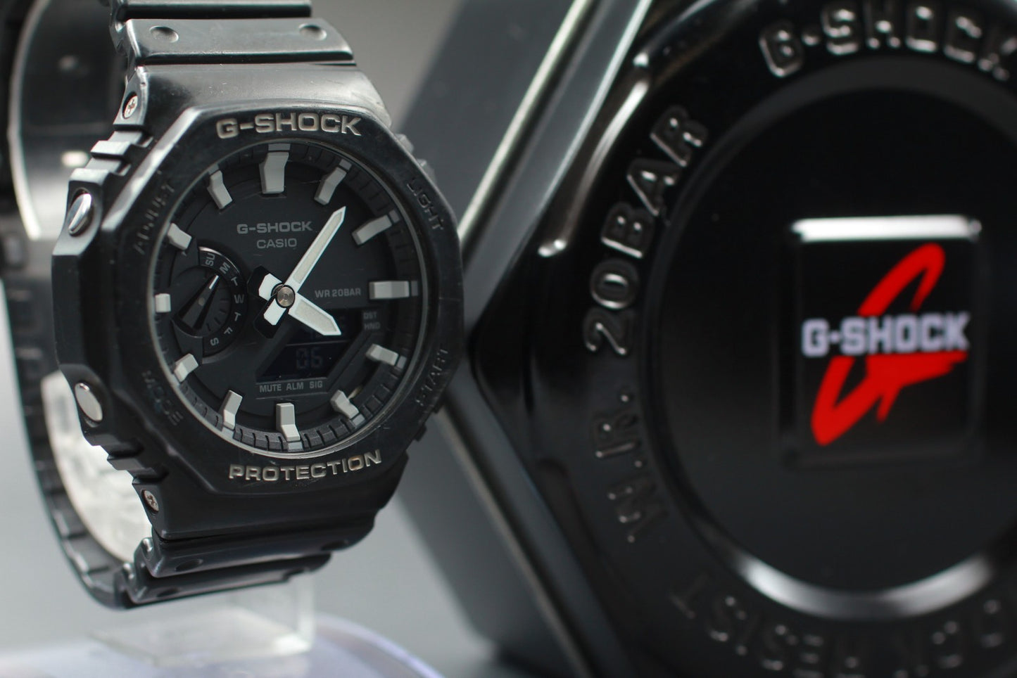 Exc+5 w/ Case Casio G-shock GA-2100 5611 Ana-digi Black 45mm Men's Digital Watch