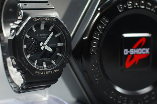 Exc+5 w/ Case Casio G-shock GA-2100 5611 Ana-digi Black 45mm Men's Digital Watch