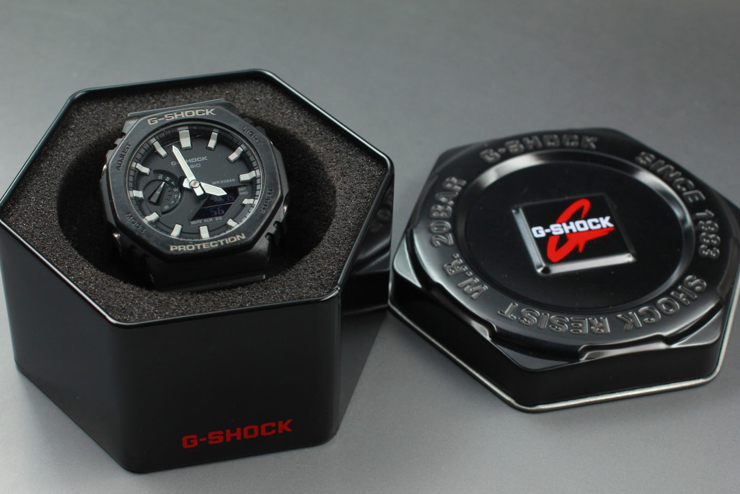 Exc+5 w/ Case Casio G-shock GA-2100 5611 Ana-digi Black 45mm Men's Digital Watch