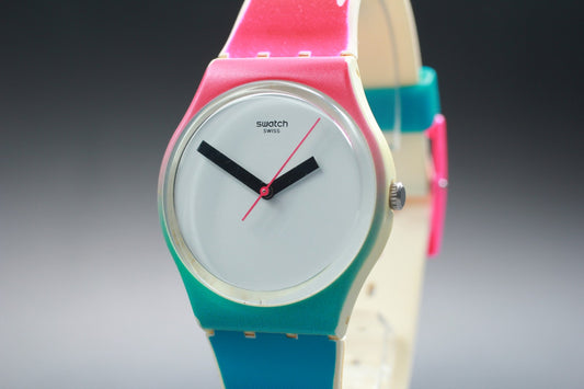 Exc+5 Swatch Transition GZ248 White Dial Red Blue Quartz 34mm Men's Watch 2011