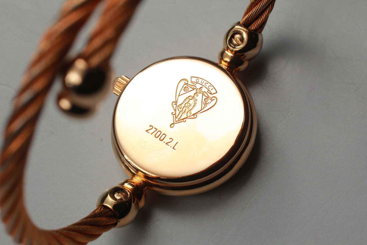 Exc+5 Vintage GUCCI 2700.2.L Black Dial Gold Wire Quartz 20mm Ladies Watch JAPAN